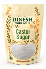 Dinesh Flour Mills Castor Sugar packet with fine sugar crystals