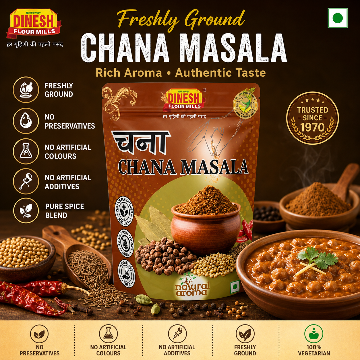 Chana Masala | Freshly Ground Indian Spice Blend | No Preservatives
