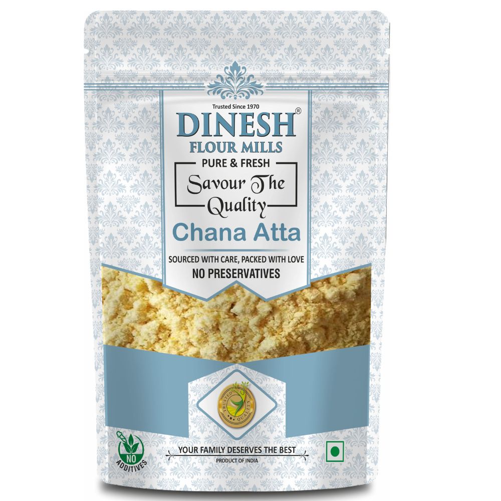 Dinesh Flour Mills Chana Atta packaging on a white background