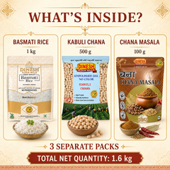 Chole Chawal Cooking Combo 1.6kg | Basmati Rice, Kabuli Chana & Chana Masala