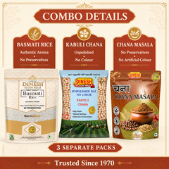 Chole Chawal Cooking Combo 1.6kg | Basmati Rice, Kabuli Chana & Chana Masala