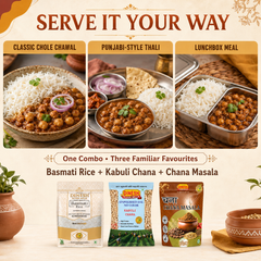 Chole Chawal Cooking Combo 1.6kg | Basmati Rice, Kabuli Chana & Chana Masala