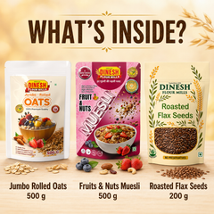 Dinesh Flour Mills oats muesli and flax seeds combo