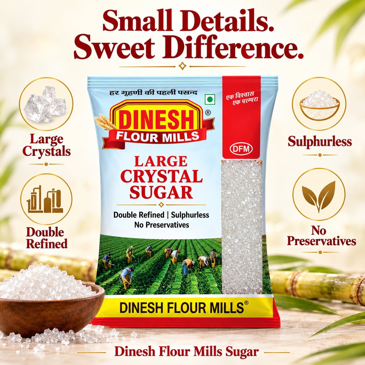 SUGAR I Large Crystal Sugar | Double Refined, Sulphurless