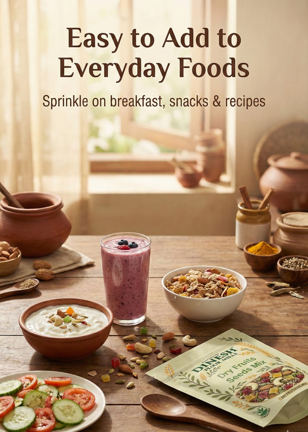 Dry Fruits & Seeds Mix with Roasted Flax, Pumpkin & Sunflower Seeds | No Preservatives