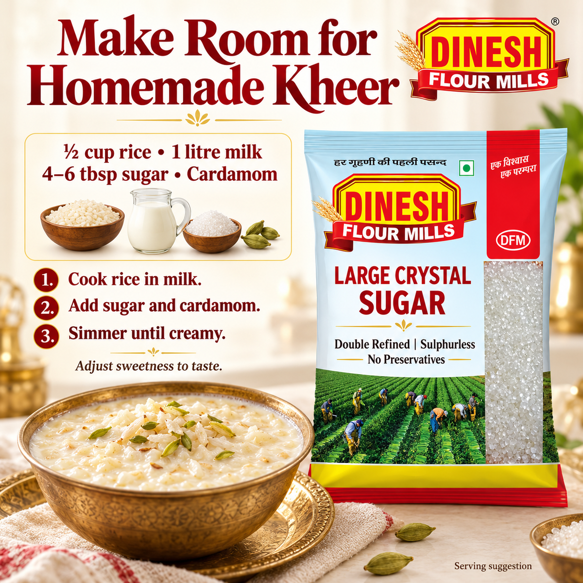 SUGAR I Large Crystal Sugar | Double Refined, Sulphurless