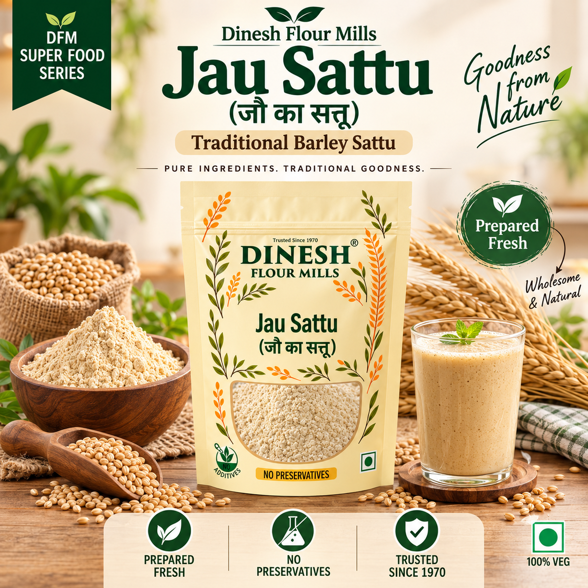 Jau Sattu (जौ का सत्तू) | Barley Sattu Powder | Freshly Prepared | No Preservatives |