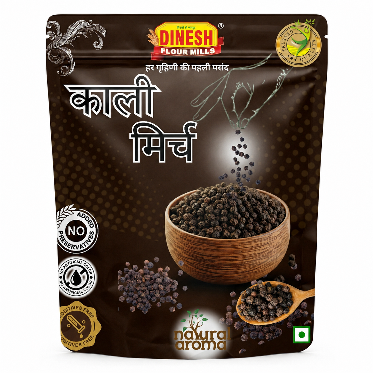 Dinesh Flour Mills Kali Mirch Whole Sabut Black Pepper packet