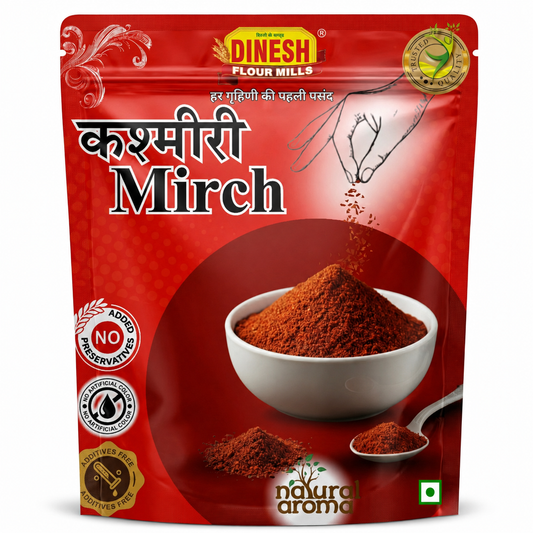 Dinesh Flour Mills freshly ground Kashmiri Mirch Powder packet
