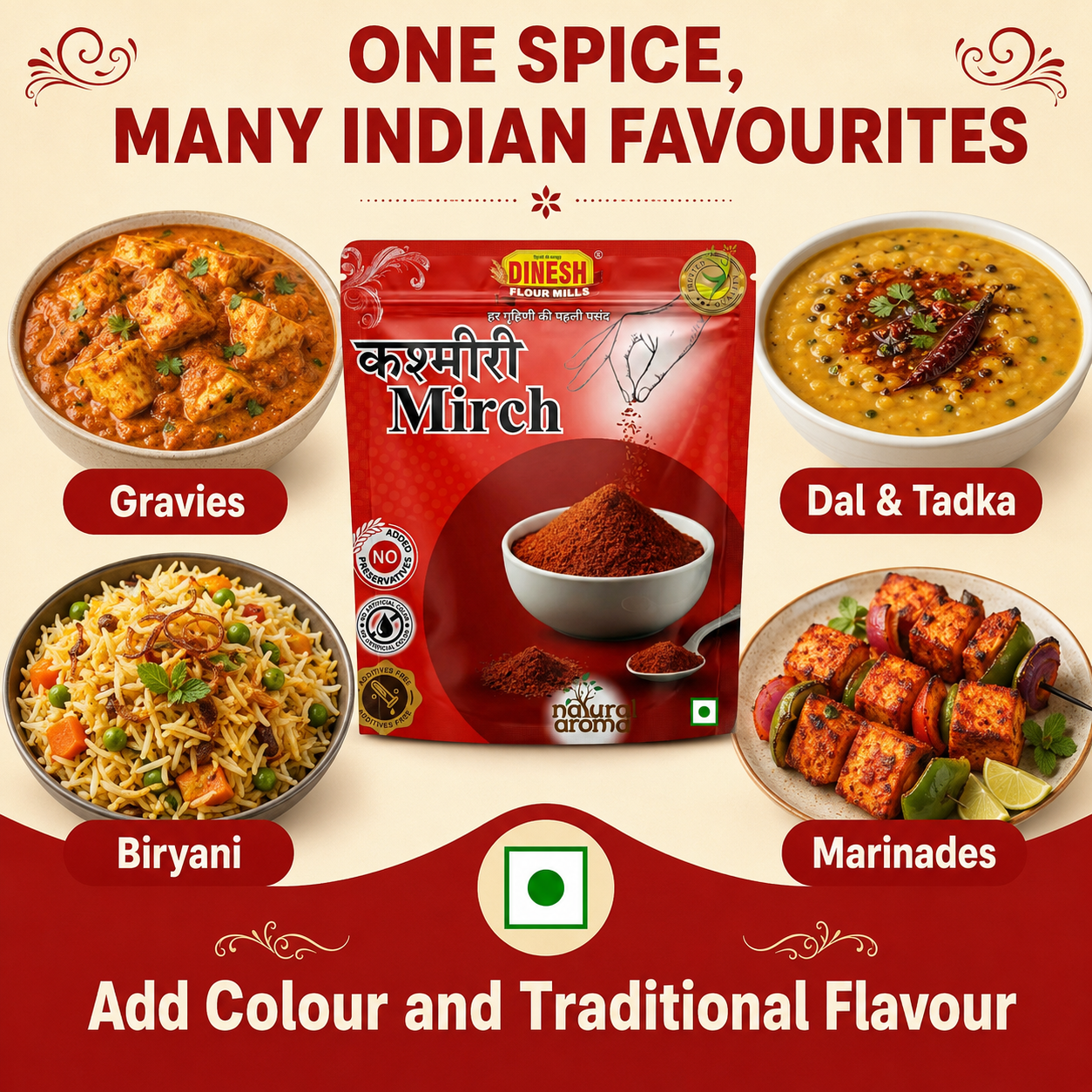 Kashmiri Mirch Powder | Freshly Ground Red Chilli Powder | No Added Preservatives
