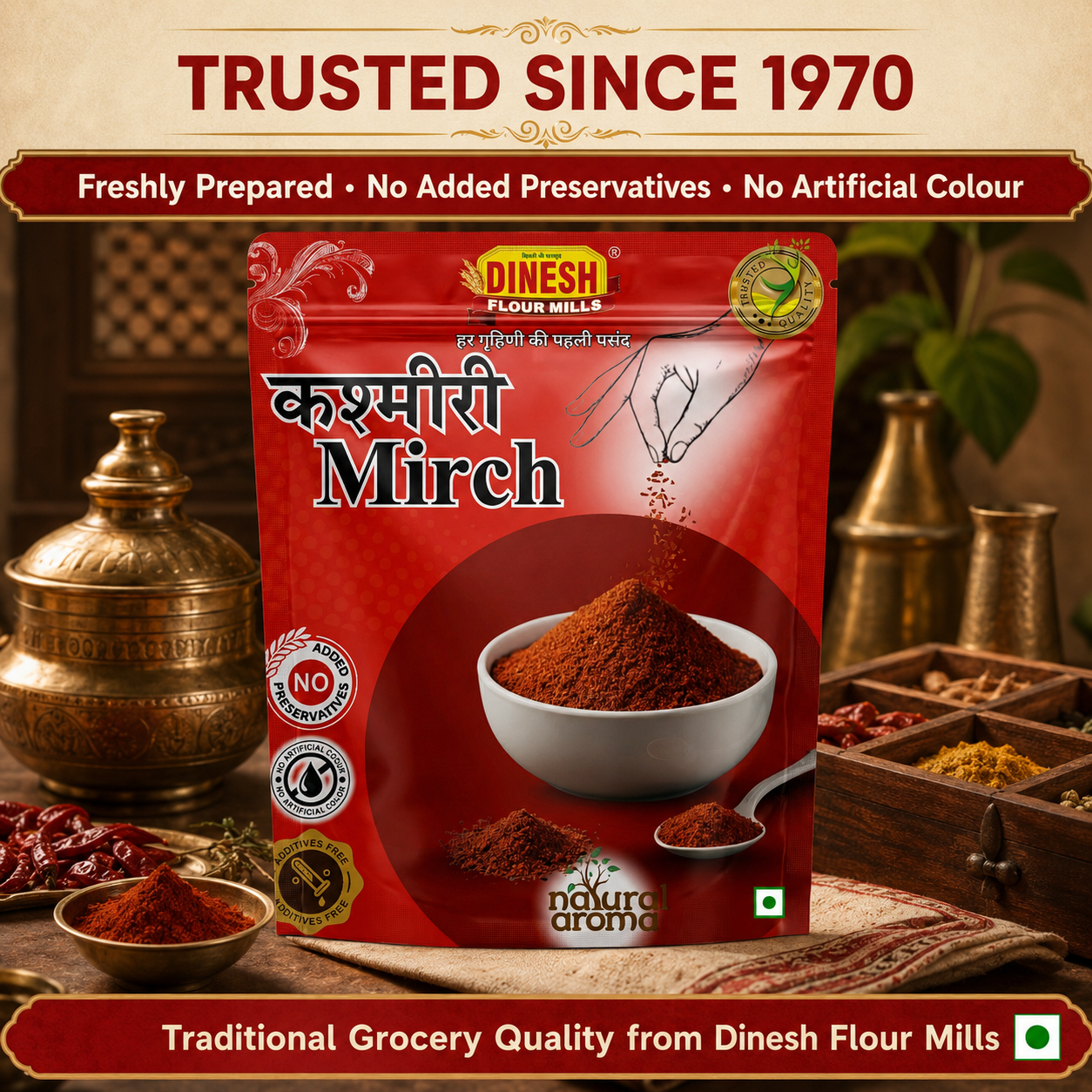 Kashmiri Mirch Powder | Freshly Ground Red Chilli Powder | No Added Preservatives