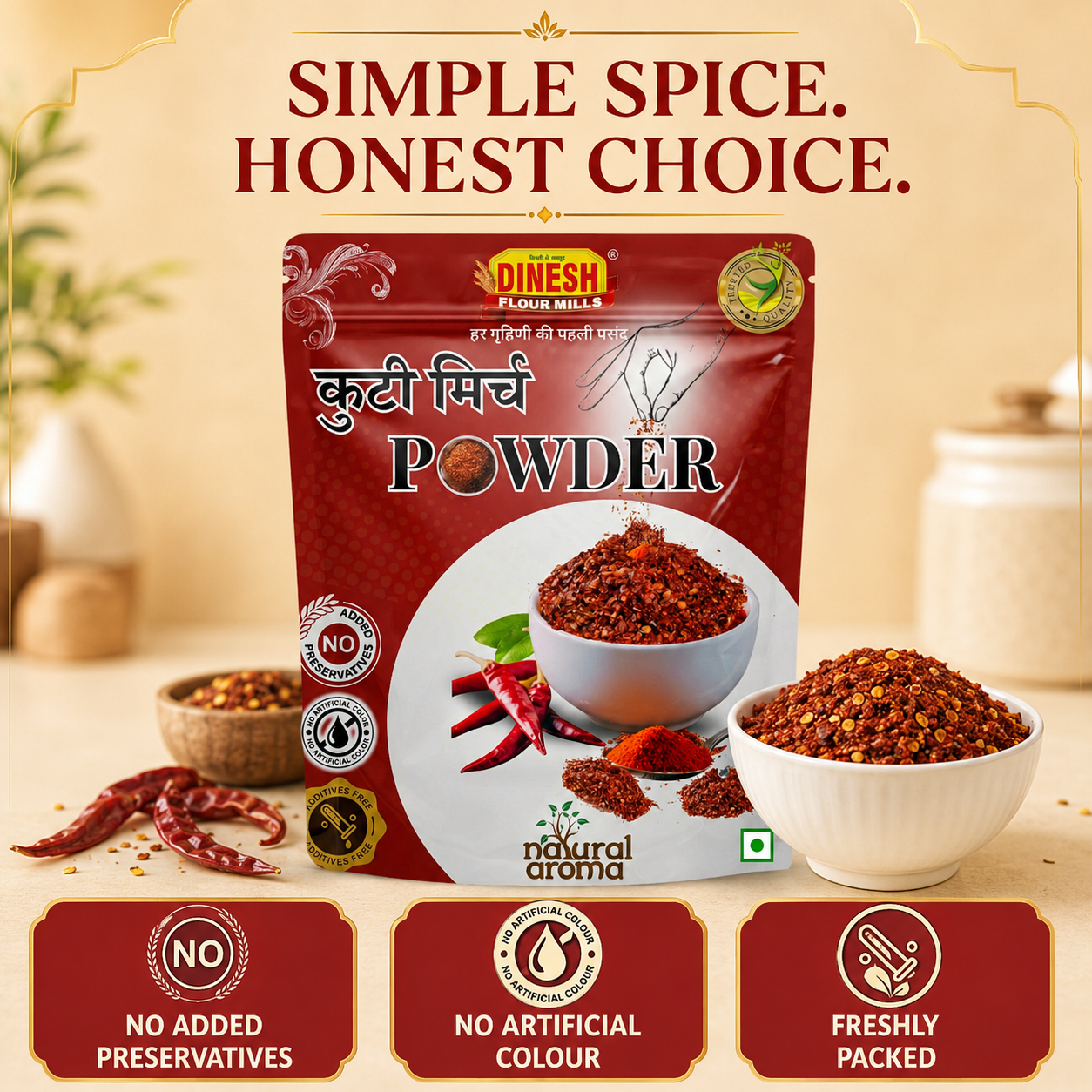 Kuti Mirch | Coarsely Ground Red Chilli | Freshly Ground