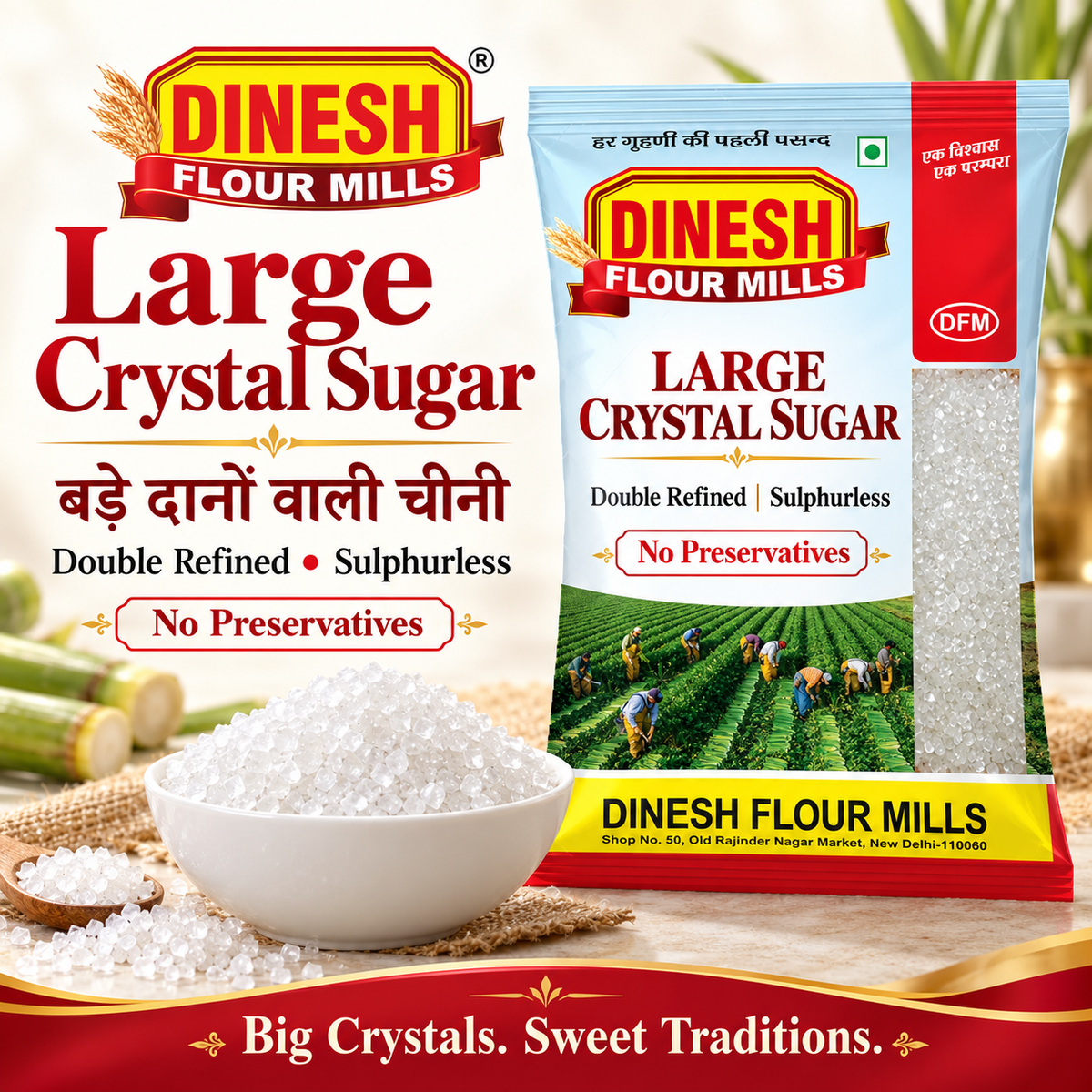 SUGAR I Large Crystal Sugar | Double Refined, Sulphurless
