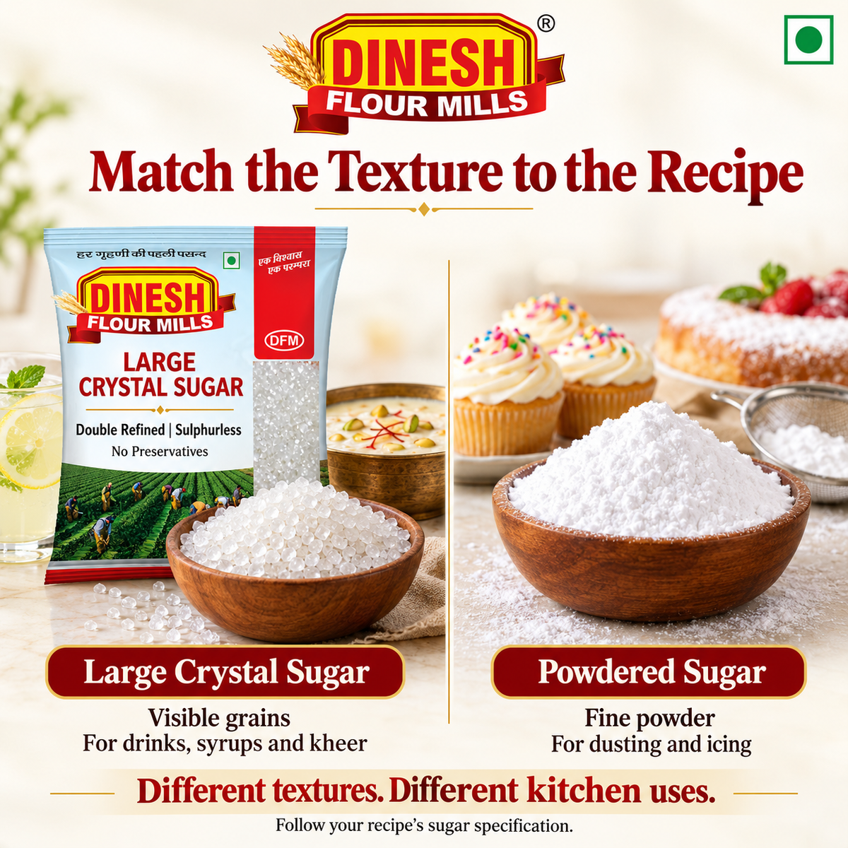 SUGAR I Large Crystal Sugar | Double Refined, Sulphurless