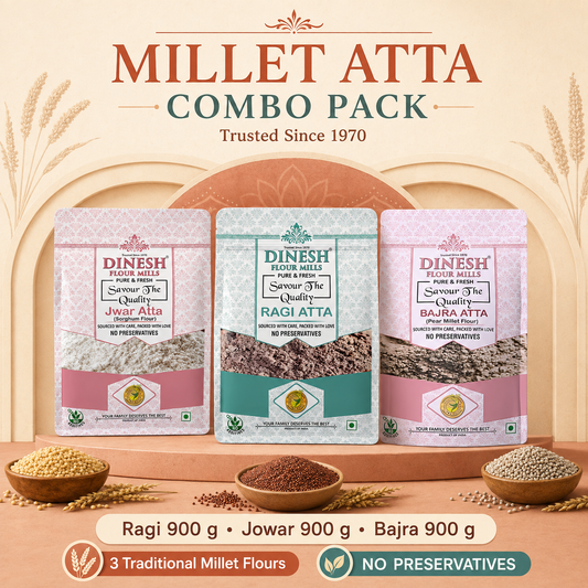 Dinesh Flour Mills Millet Atta Combo Pack with Ragi, Jowar and Bajra Atta