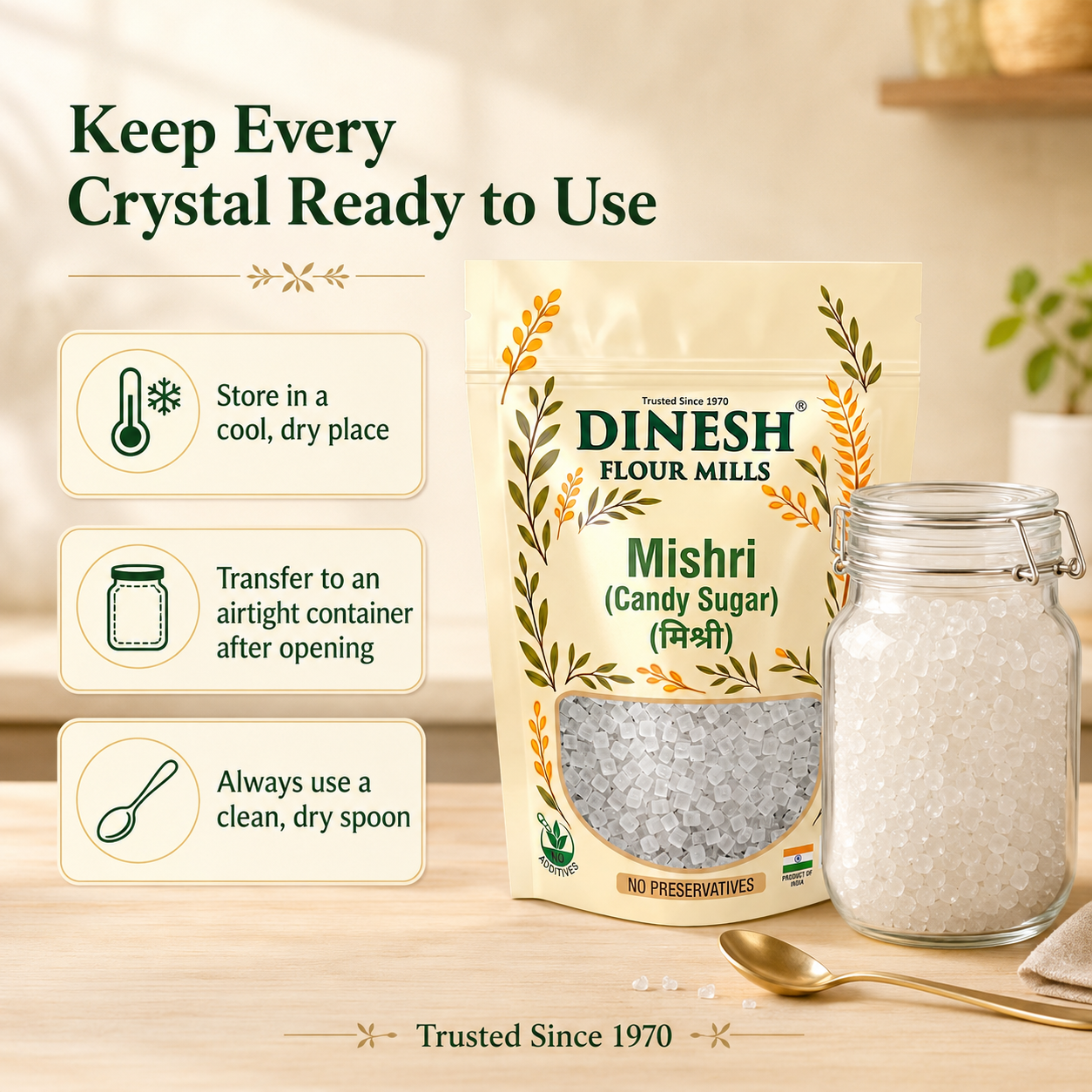 Mishri Dana (Candy Sugar) | Small White Rock Sugar Crystals for Pooja, Prasad, Sweets