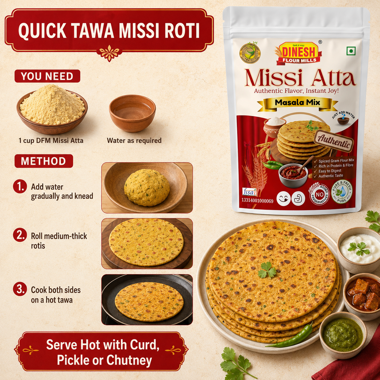 Missi Atta Masala Mix | Ready-to-Cook Missi Roti Atta