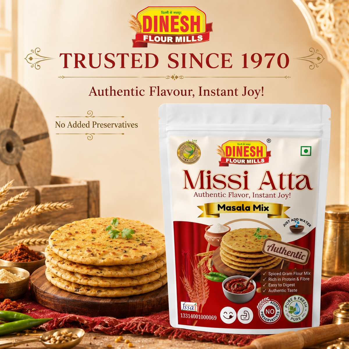 Missi Atta Masala Mix | Ready-to-Cook Missi Roti Atta