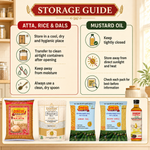 Monthly Grocery Essentials Combo | MP Atta 5kg, Basmati Rice 3kg, Toor Dal 1kg, Moong Dal 1kg & Mustard Oil 1L