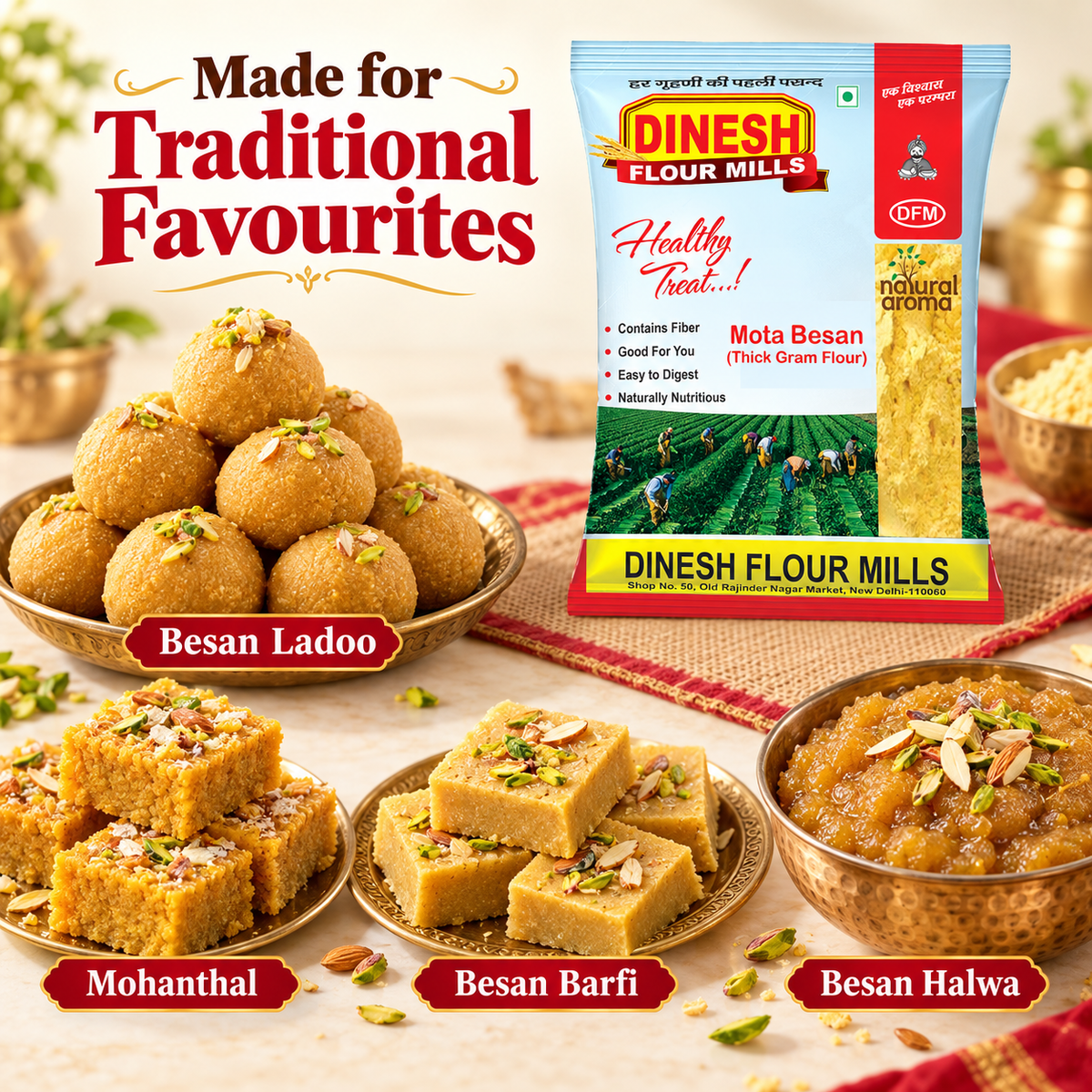 Mota Besan | Coarse Gram Flour | Dinesh Flour Mills