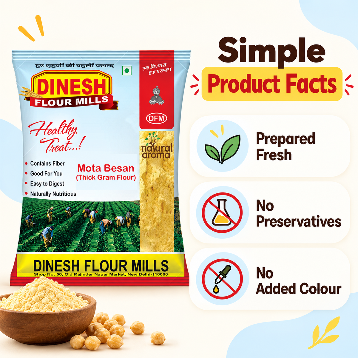 Mota Besan | Coarse Gram Flour | Dinesh Flour Mills