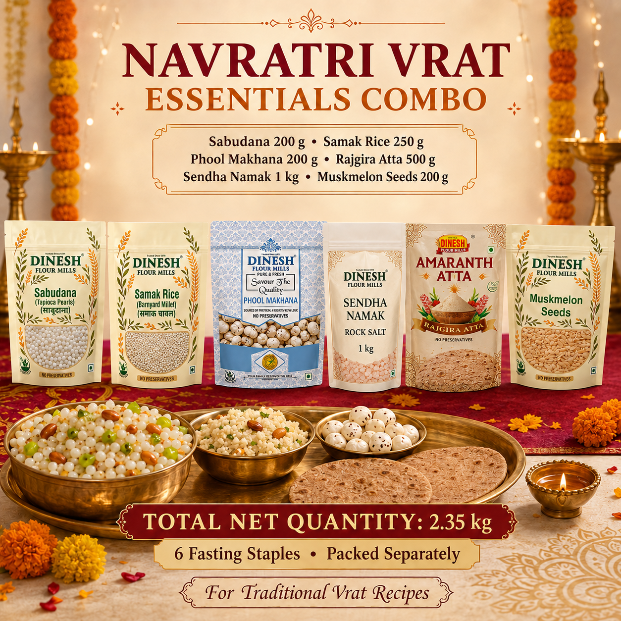 Dinesh Flour Mills Navratri Vrat Essentials Combo with six separately packed fasting ingredients