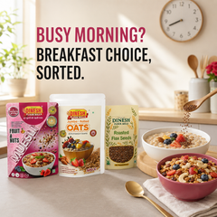 Oats and Muesli Breakfast Combo Pack with Roasted Flax Seeds