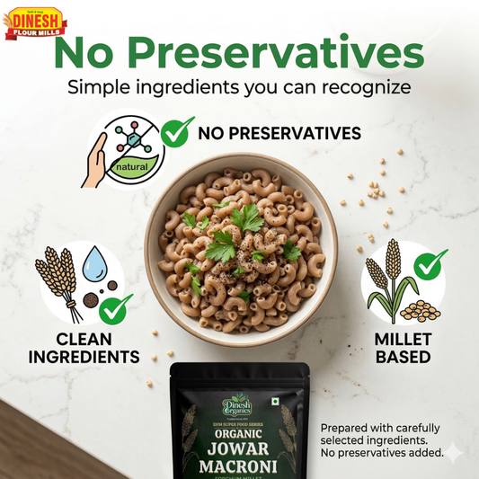 Organic Jowar Macroni | 8-Min Ready Millet Pasta for Students | Dinesh Organics