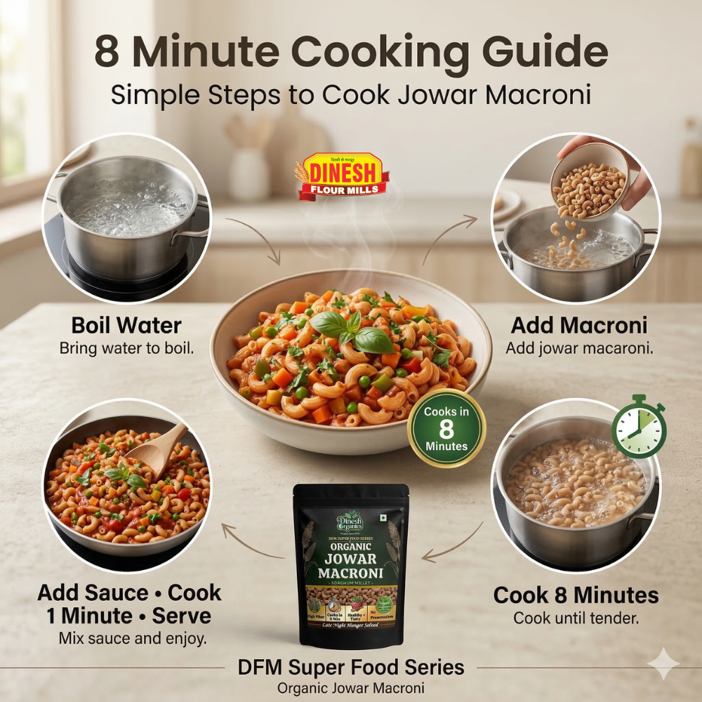 Organic Jowar Macroni | 8-Min Ready Millet Pasta for Students | Dinesh Organics