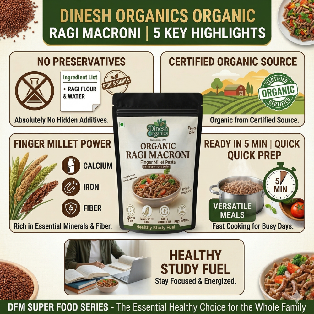 Organic Ragi Macroni | No Preservatives | Finger Millet Pasta | Dinesh Flour Mills