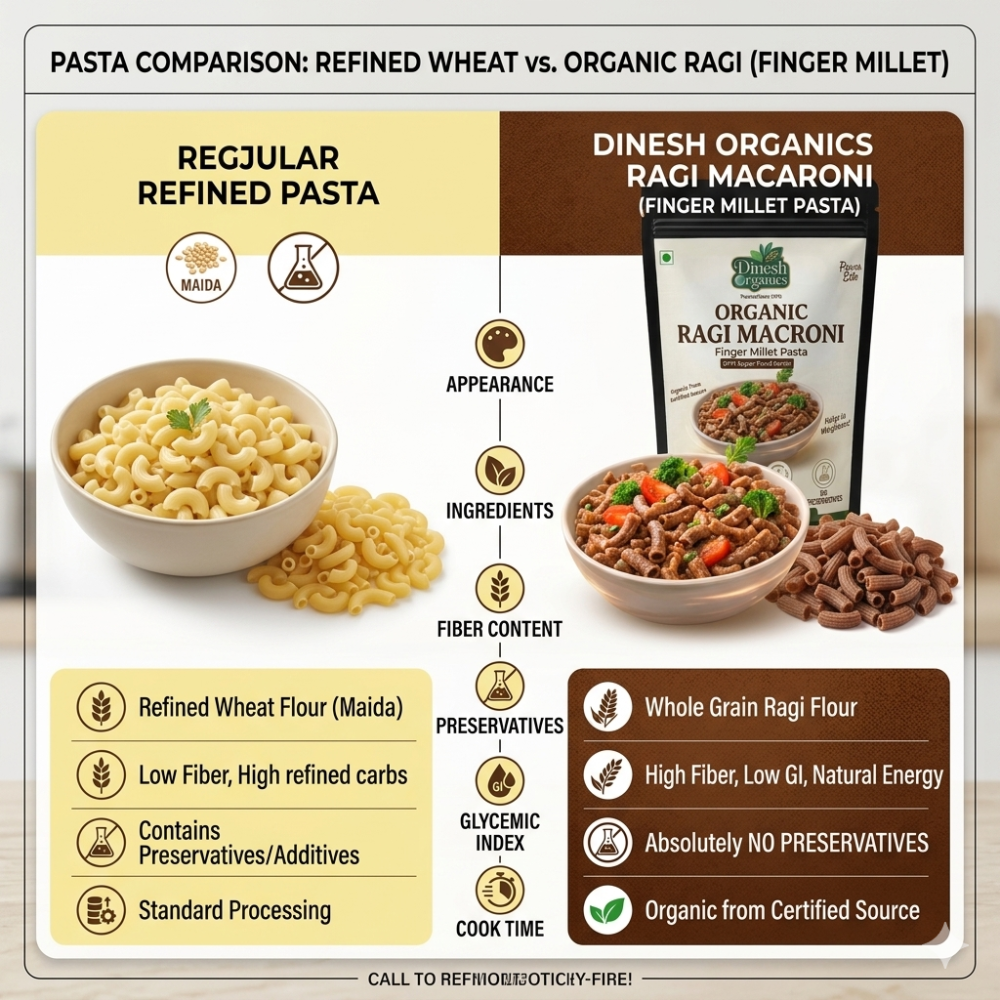 Organic Ragi Macroni | No Preservatives | Finger Millet Pasta | Dinesh Flour Mills
