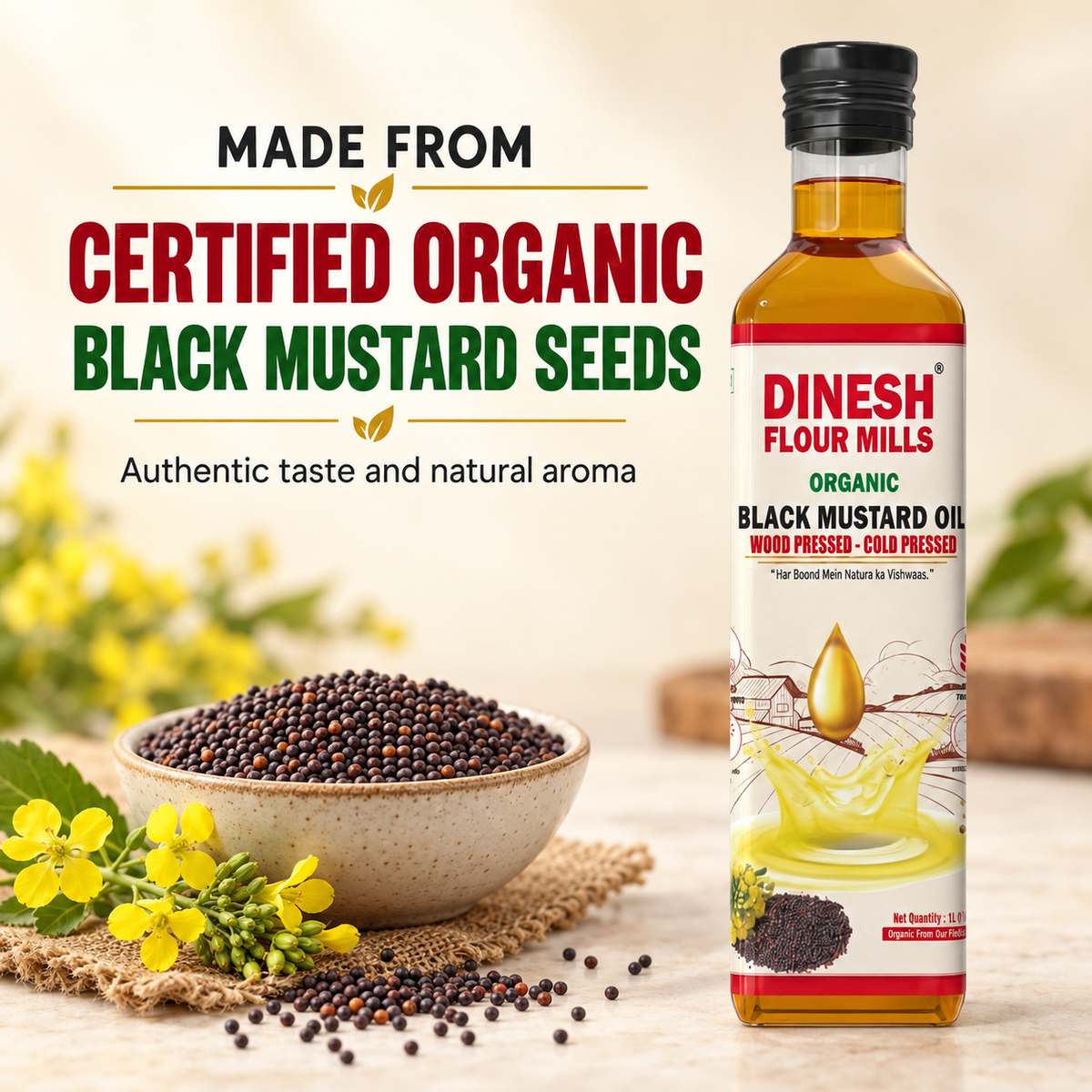 Organic Black Mustard Oil | Wood Pressed & Cold Pressed