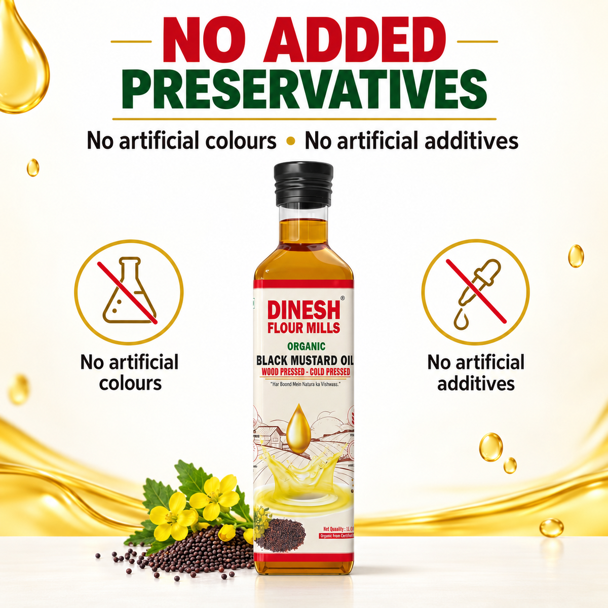 Organic Black Mustard Oil | Wood Pressed & Cold Pressed