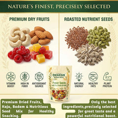 Power Seeds Mix with Dry Fruits & Nuts | Roasted Seeds Blend (Flax, Pumpkin, Sunflower) with Almonds &Cashews | No Preservatives | Freshly Packed