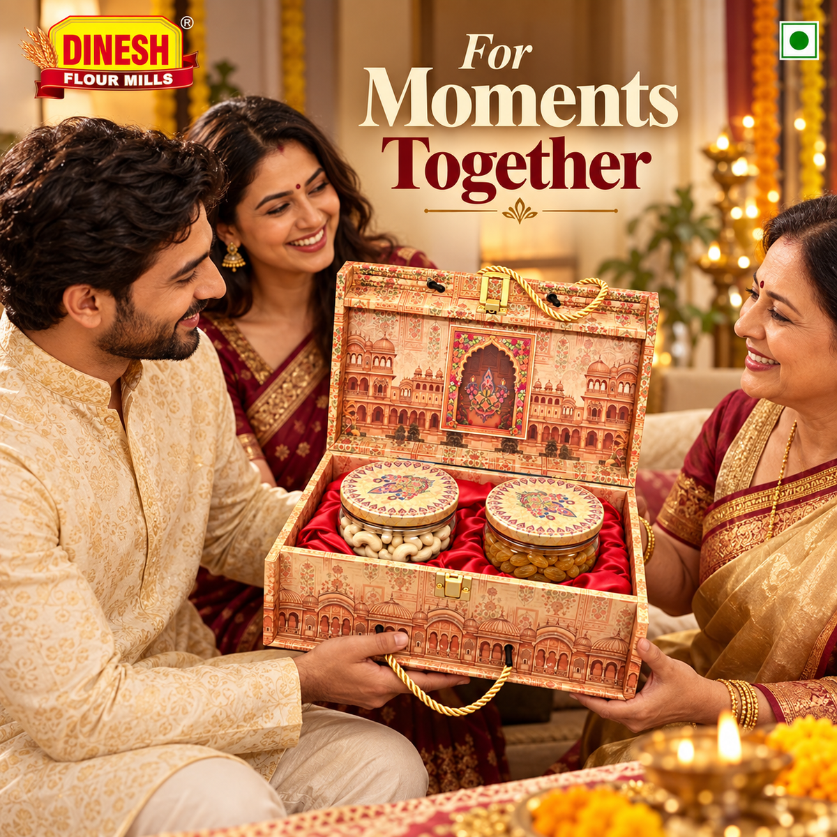 Rajwadi Gold Kaju & Kishmish Gift Hamper | 2-Jar Dry Fruit Gift Box | Dinesh Flour Mills