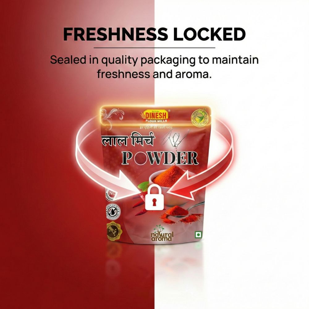 Red Chilli Powder (Lal Mirch) Freshly Grinded | No Preservatives | Dinesh Flour Mills