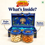 Royal Blue Kaju & Badam Gift Hamper | 2 Jar Dry Fruit Gift Box | Dinesh Flour Mills