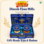 Royal Blue Kaju & Badam Gift Hamper | 2 Jar Dry Fruit Gift Box | Dinesh Flour Mills