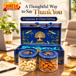 Royal Blue Kaju & Badam Gift Hamper | 2 Jar Dry Fruit Gift Box | Dinesh Flour Mills