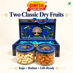 Royal Blue Kaju & Badam Gift Hamper | 2 Jar Dry Fruit Gift Box | Dinesh Flour Mills
