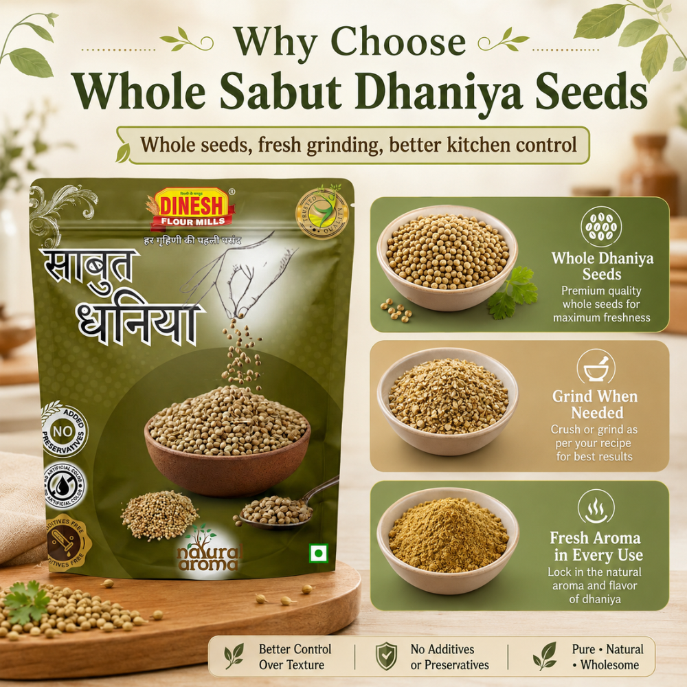 Sabut Dhaniya | Whole Coriander Seeds | Dinesh Flour Mills