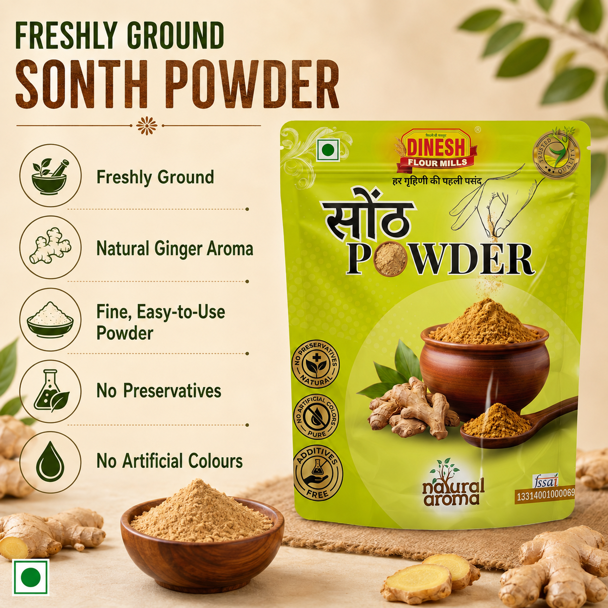 Sonth Powder | Dry Ginger Powder | Freshly Ground | No Preservatives