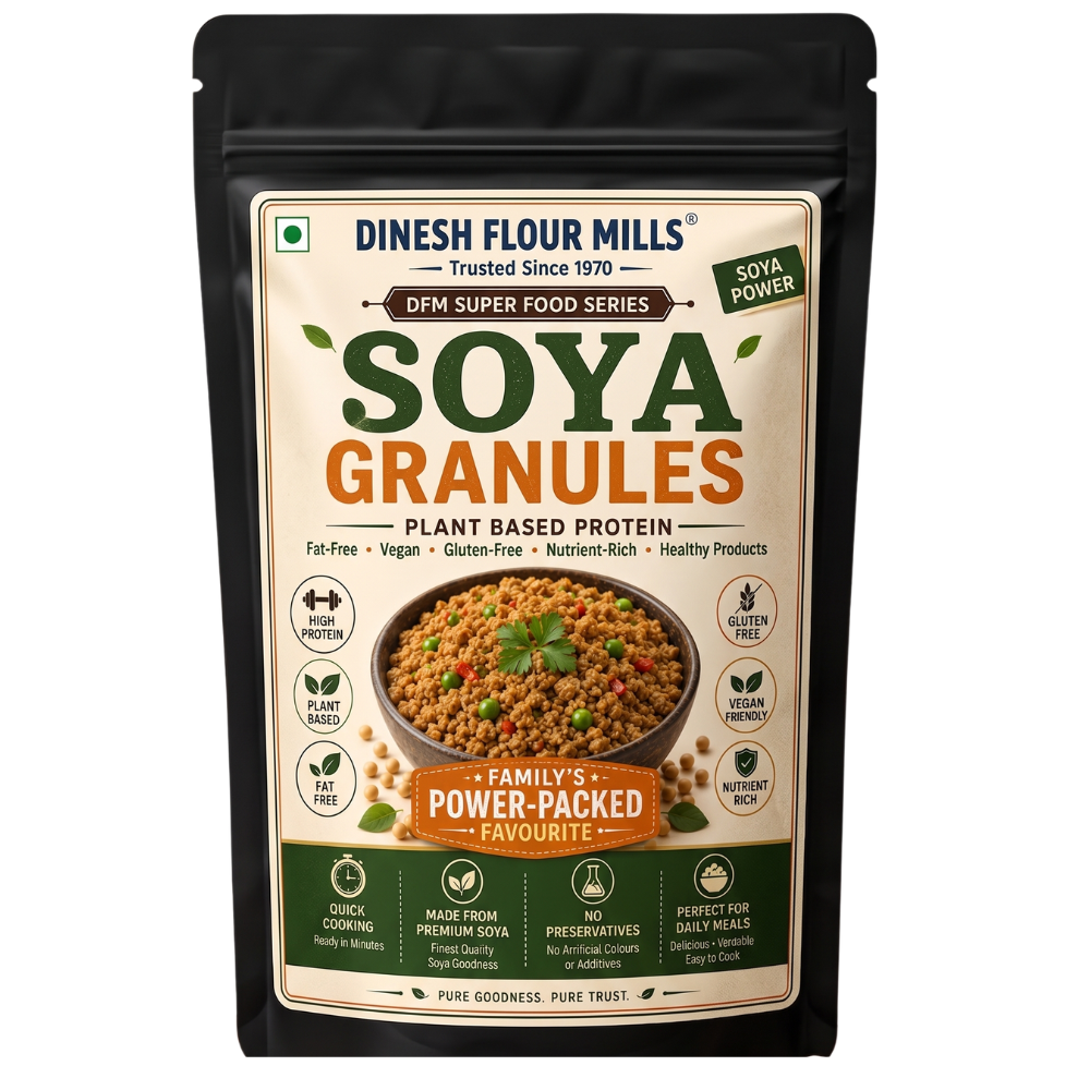 Dinesh Flour Mills Soya Granules packet