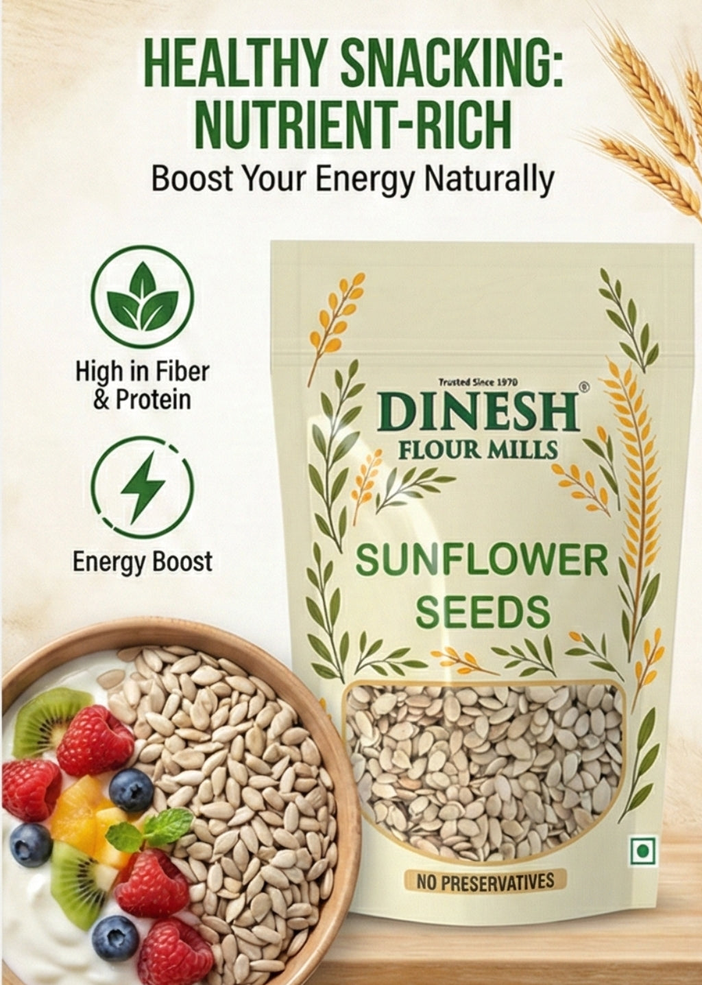 Sunflower Seeds – Unpolished I Raw I No Preservatives | Dinesh Flour Mills