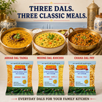 Unpolished Dal Combo Pack 1.5 kg | Arhar Dal, Moong Dhuli Dal & Chana Dal | 3 × 500 g